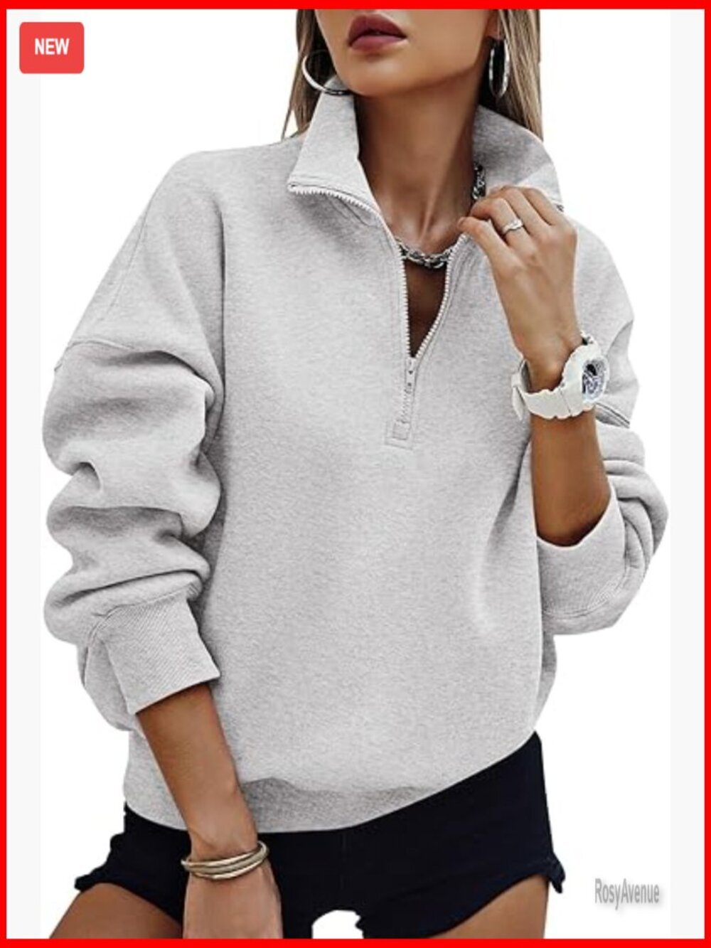 Half Zip Oversized Sweatshirt Fleece Hoodie Long Sleeve Pullover Y2k